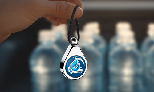 Branded teardrop car perfume with custom company logo, promotional auto air freshener design