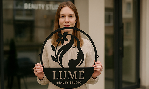 Enseigne en métal LED moderne avec logo d'entreprise personnalisé