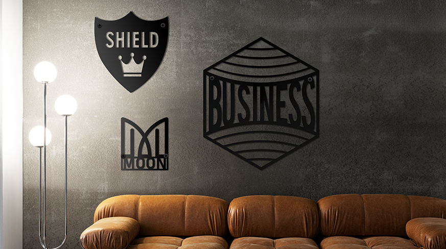 Enseigne de logo d'entreprise en métal avec éclairage LED