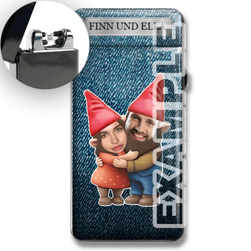 Briquet personnalisé avec nains de jardin couple ou amis