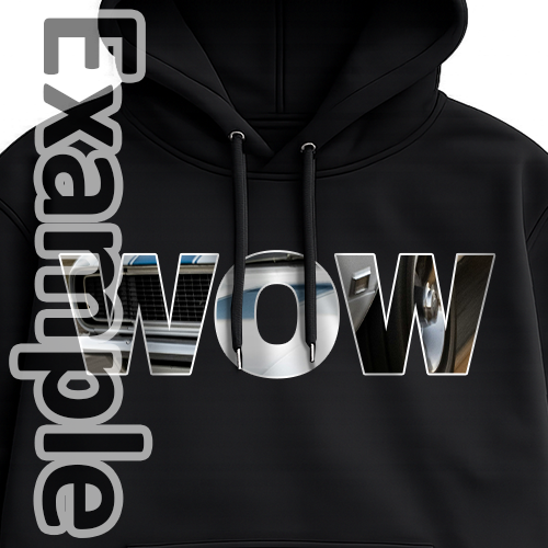 Hoodie-design med bil-tekstdesigner