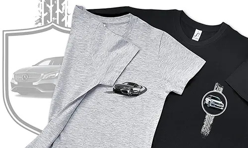 Camiseta con tu coche, moto o camión con diseño de escudo
