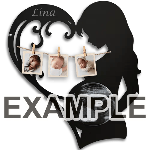 Décoration murale en métal avec image d'échographie et photos personnalisées pour une future maman