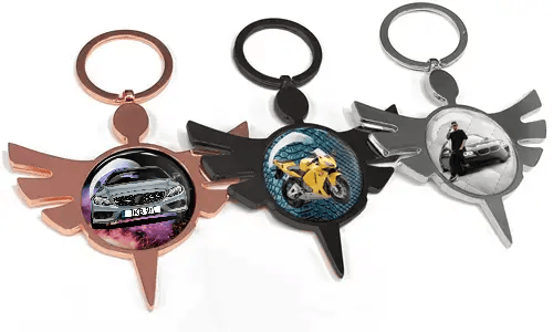 Llavero redondo ángel auto – regalo único