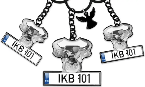 Okse nøkkelring med bilskilt