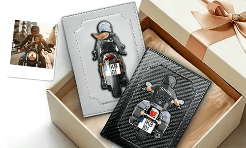Personalisierter Dokumentenhalter für Motorrad mit Namen und Kennzeichen – Geschenk für deine liebe Tochter