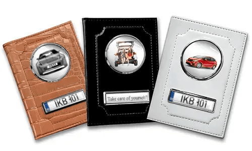 Standardní obal na doklady s autem/fotkou a SPZ pro tvou sestru