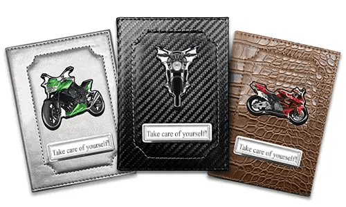 Fahrzeugscheinhülle mit Motorradsilhouette