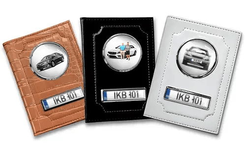 Standard Fahrzeugschein Hülle für deinen Sohn mit Auto/Foto und Kennzeichen