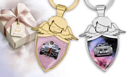 Portachiavi personalizzato con angelo come regalo per tua figlia