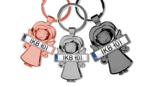 Beschermengel sleutelhanger met gepersonaliseerd kenteken