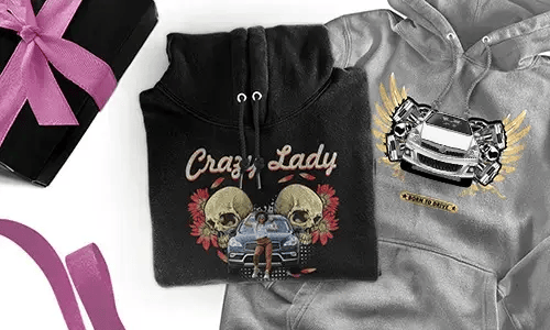 Personalised hoodie with car motif for your girlfriend