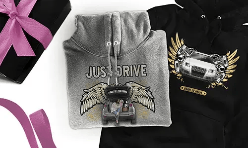 Gepersonaliseerde hoodie met auto-motief - cadeau voor je dochter