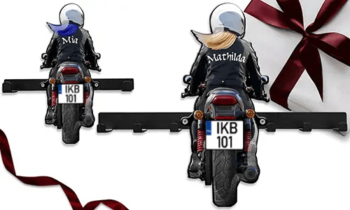 Porte-clés mural moto cool pour toi – avec ton prénom et ta plaque d'immatriculation !
