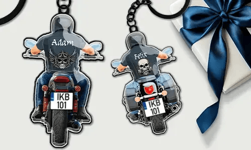 Biker keychain with your husband name!