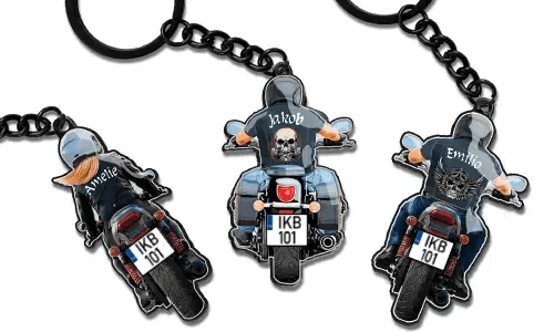 Porte-clés de biker avec ton prénom !