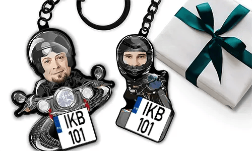 Brelok motocyklowy z zdjęciem dziadka