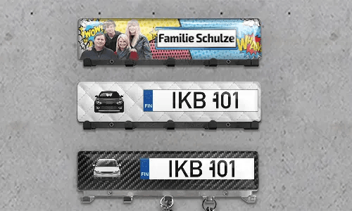 Luxe Wand-Sleutelbord Auto Silhouetten Kentekenplaat - Chroom