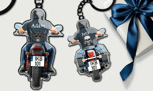 Breloczek do kluczy motocykl z imieniem i numerem rejestracyjnym dla najlepszych przyjaciół