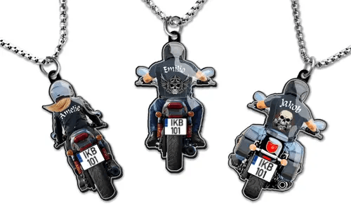 Naszyjnik z imieniem i motocyklem