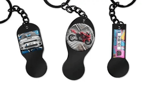 Personlig nyckelring med kundvagnsmynt