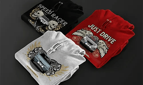 Hoodie-design med bilsiluet