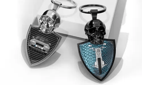 Porte-Clés Tête De Mort Avec Voiture