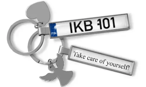 Cadeau-sleutelhanger voor motorliefhebbers met gegraveerd label