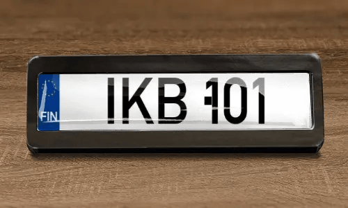 license plate magnet on the table