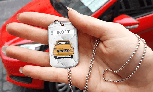 dog tags selbst gestalten mit Weiß Leder Hintergrund dog tag halskette