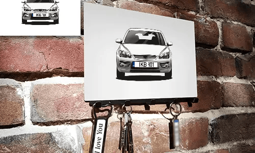 schlüsselbrett personalisiert mit Familien Foto auf der Wand personalisiertes schlüsselbrett