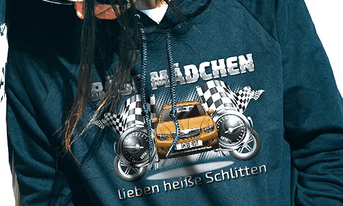 tuning pullover mit rotem Autofoto tuning hoodie