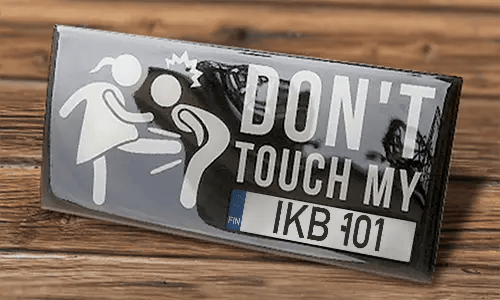 llicense plate sticker restangular on the table