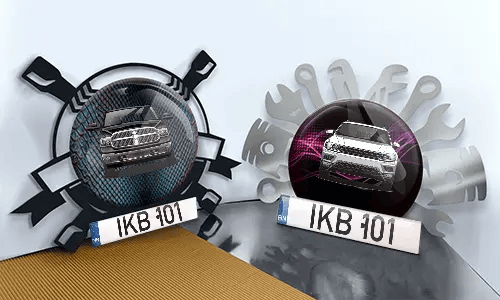 Autoschlüsselanhänger in zwei Varianten auf dem Tisch persönlicher schlüsselanhänger