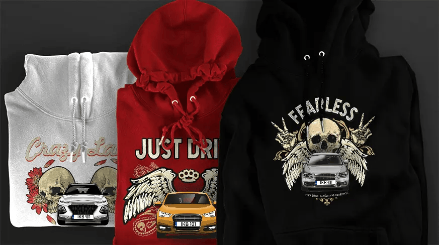 Hoodie-design med bilsilhuett