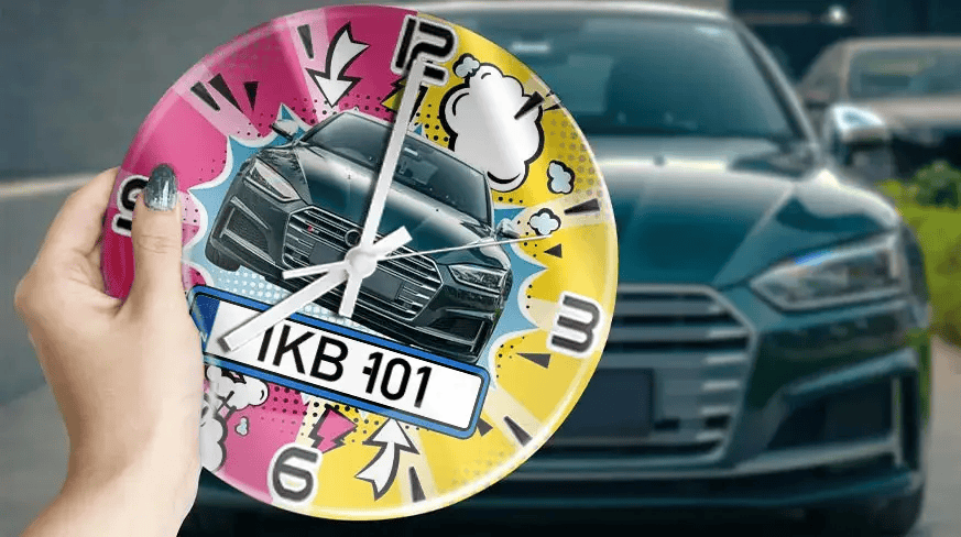 Wanduhr Comic - Autosilhouette